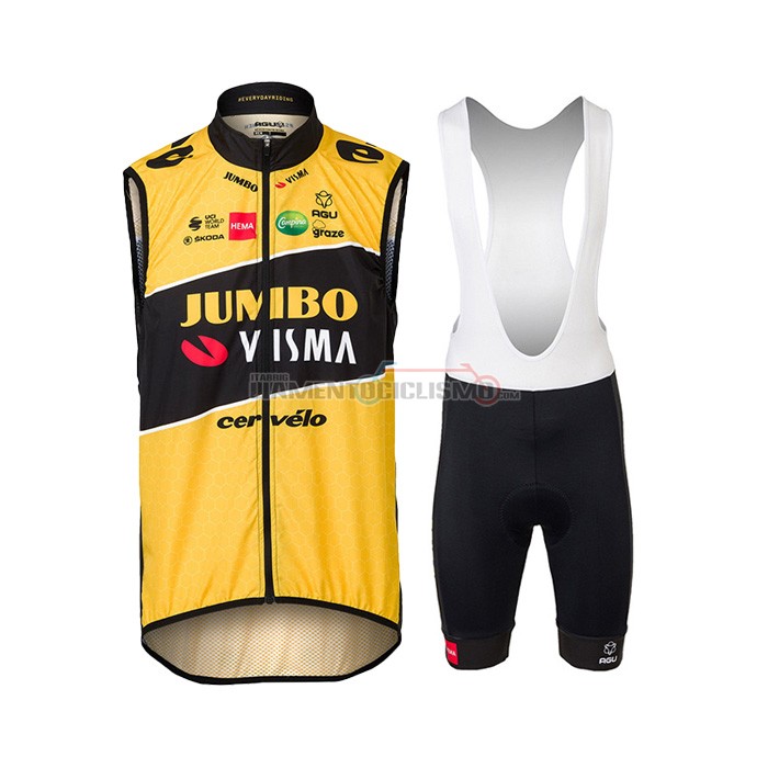 Gilet Antivento Jumbo Visma Manica Corta 2022 Giallo